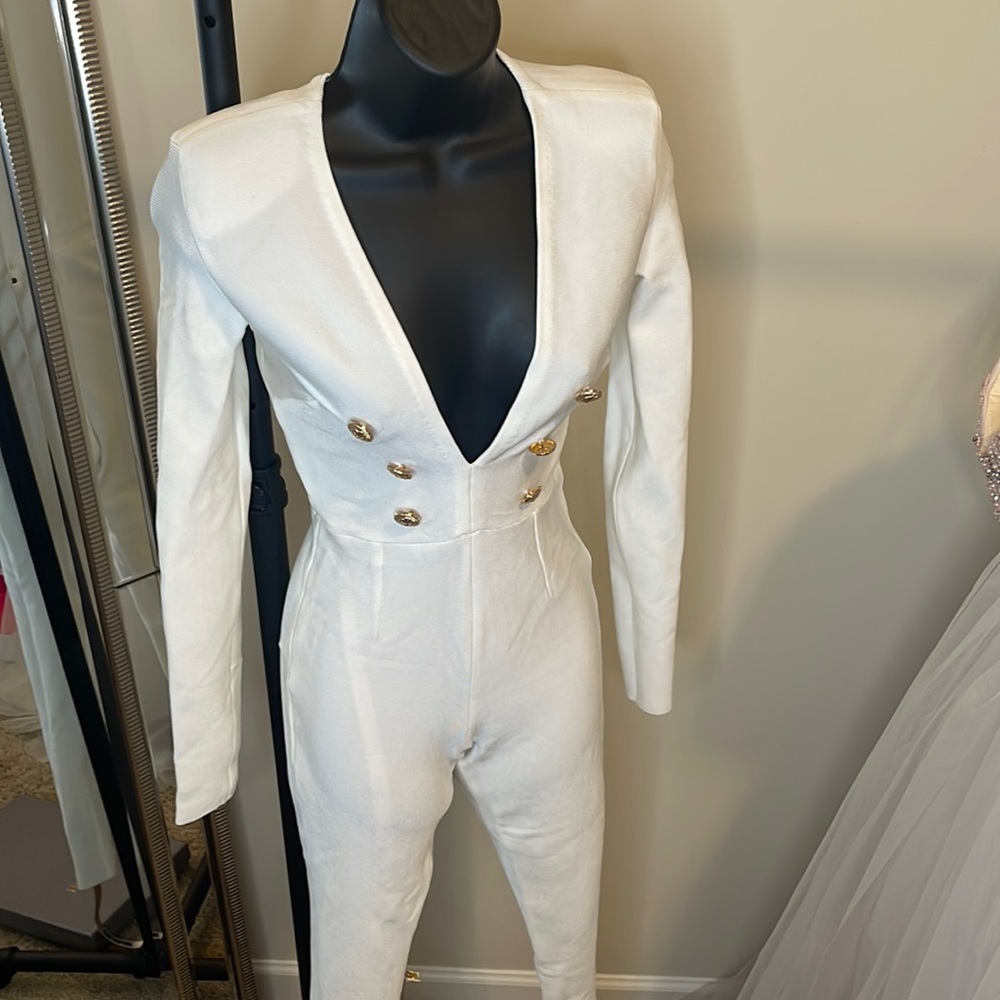 House of CB White Bandeau Jumpsuit XS